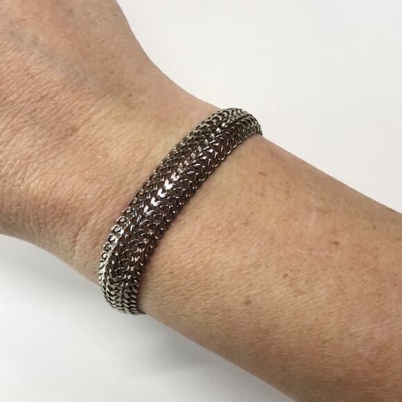 VTG Itaor Signed Italy Sterling Silver 925 Mesh Braided Bracelet 7in 10mm 17g - Picture 7 of 11